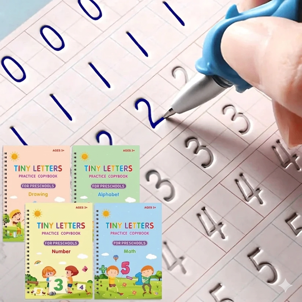 TinyLetters Tracing Book: Reusable Handwriting Practice with Disappearing Ink & Grooves – English