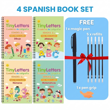 TinyLetters Tracing Book: Reusable Handwriting Practice with Disappearing Ink & Grooves – English