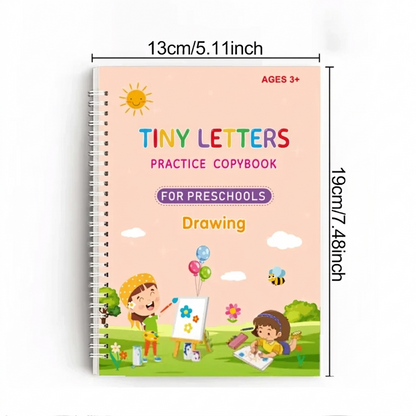 TinyLetters Tracing Book: Reusable Handwriting Practice with Disappearing Ink & Grooves – English