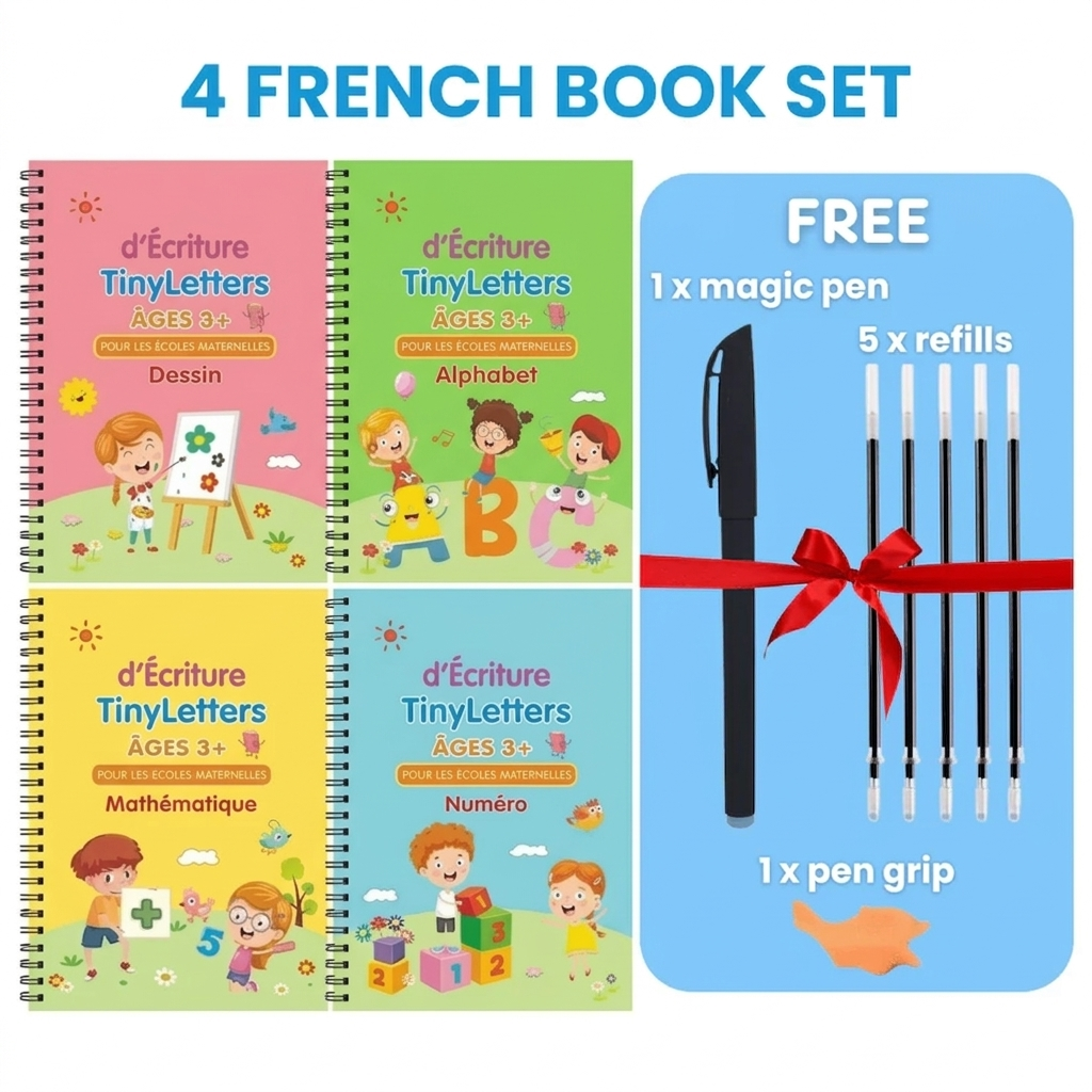 TinyLetters Tracing Book: Reusable Handwriting Practice with Disappearing Ink & Grooves – English