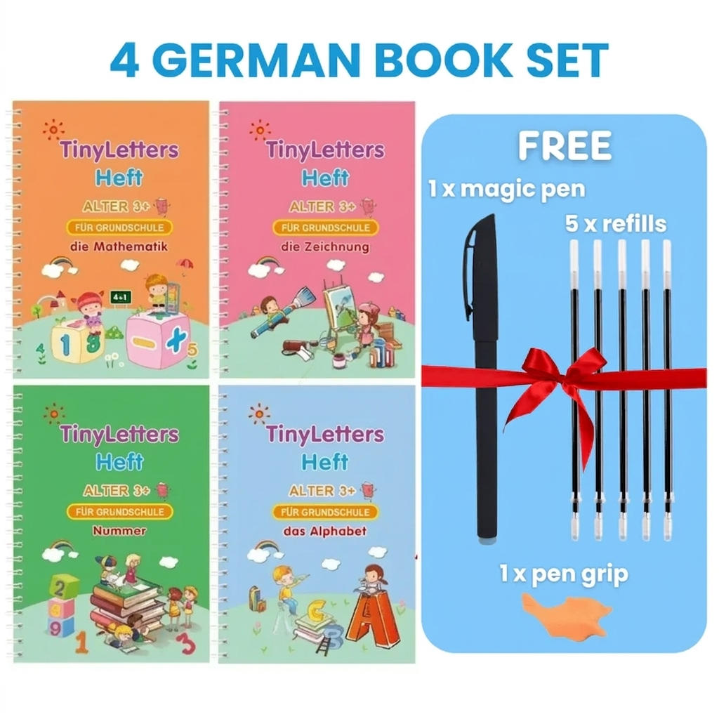 TinyLetters Tracing Book: Reusable Handwriting Practice with Disappearing Ink & Grooves – English