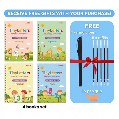 TinyLetters Tracing Book: Reusable Handwriting Practice with Disappearing Ink & Grooves – English