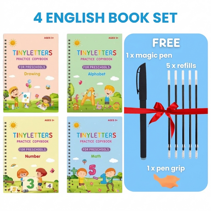TinyLetters Tracing Book: Reusable Handwriting Practice with Disappearing Ink & Grooves – English