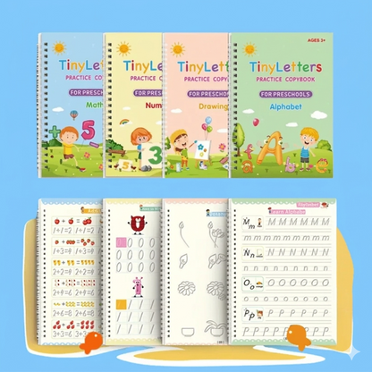 TinyLetters Tracing Book: Reusable Handwriting Practice with Disappearing Ink & Grooves – English